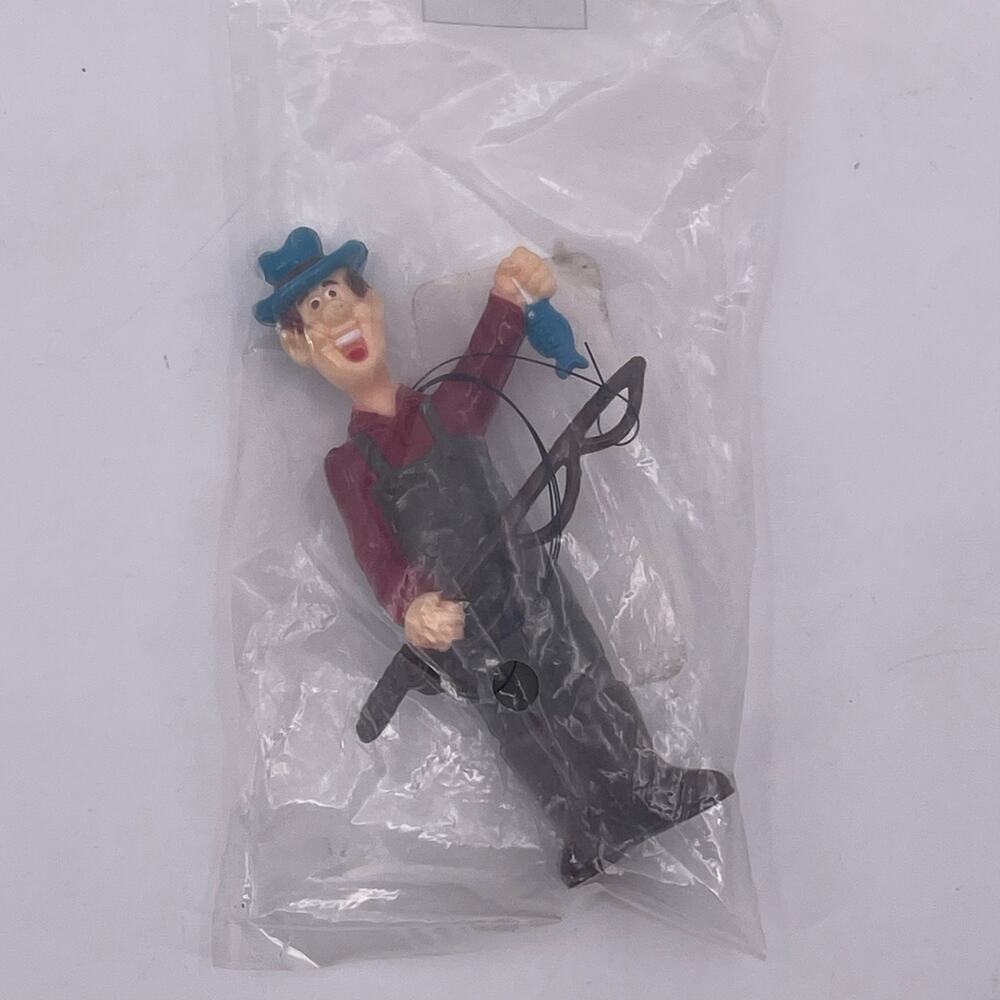 Fisherman Cake Topper Vintage 1995 Bakery Crafts 58-4817P 3.5 inch NOS New